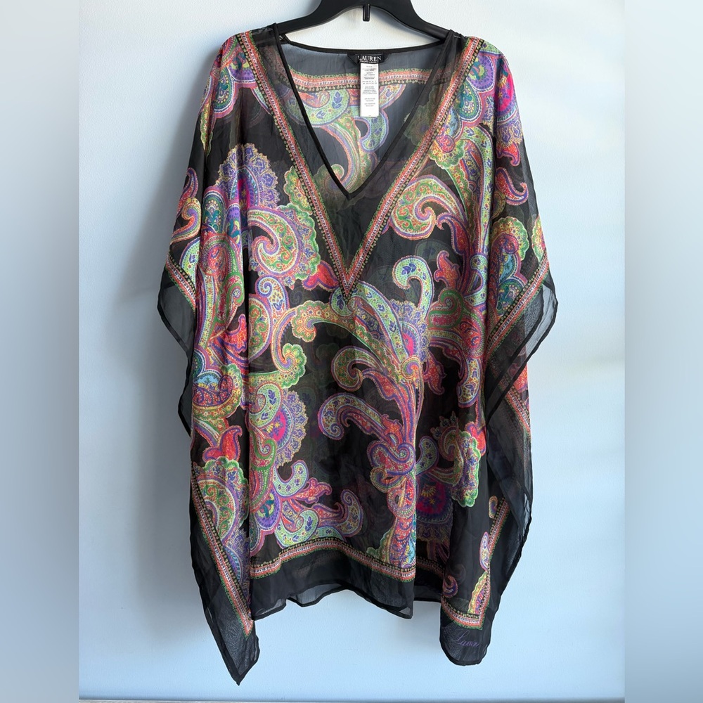Lauren Ralph Lauren Women's Black Parder Poncho Swim Cover-Up Size S/M